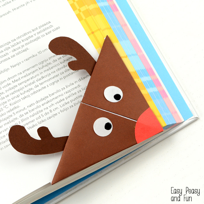 Закладка-оригами для книги: северный олень Рудольф
