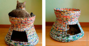 Дом для кота из бумажных трубочек своими руками