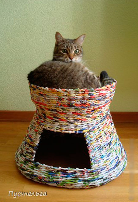 Дом для кота из бумажных трубочек своими руками