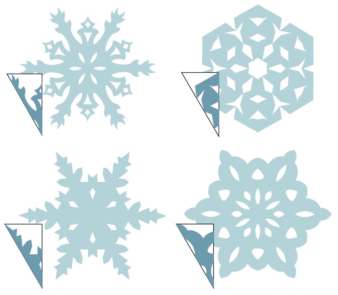 Трафареты снежинок ( шаблонов) для вырезания на окна из бумаги