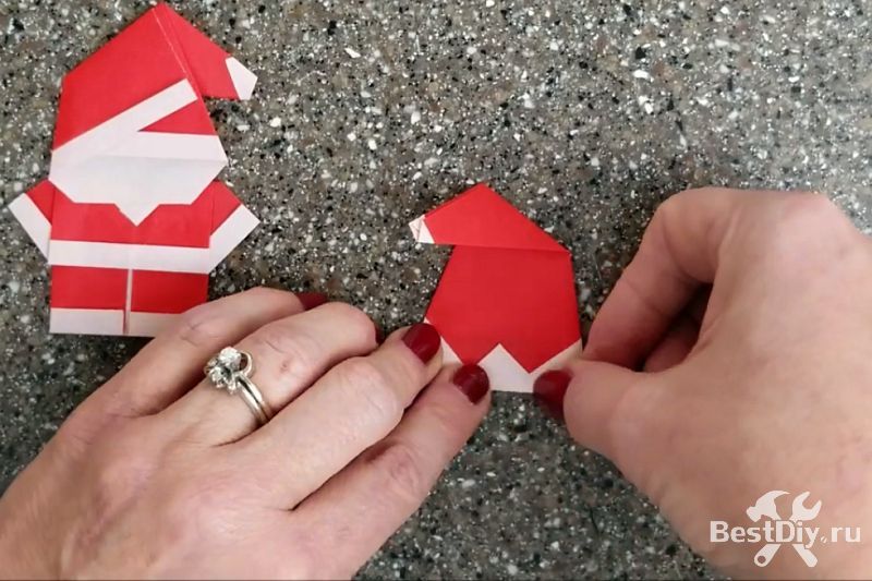 Оригами: Санта Клаус из бумаги