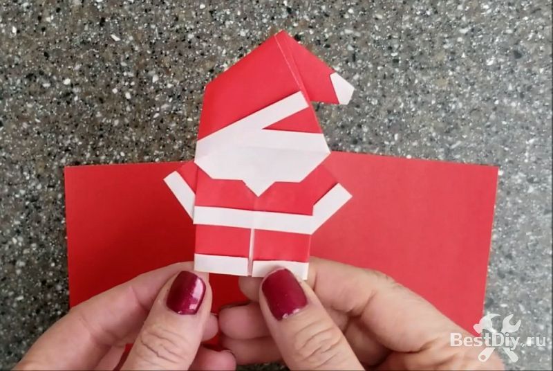Оригами: Санта Клаус из бумаги