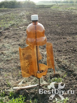 Отпугиватель кротов и землероек из пластиковой бутылки