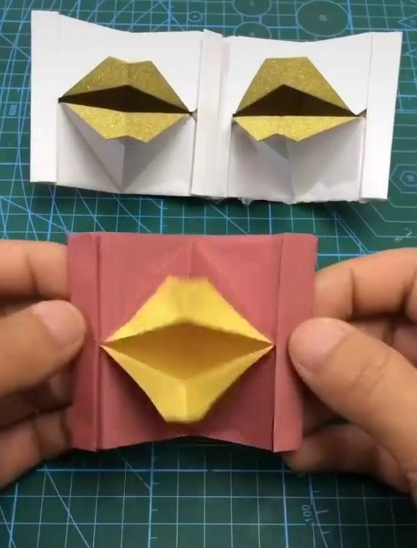 Оригами: двигающиеся губы, говорящий рот из бумаги