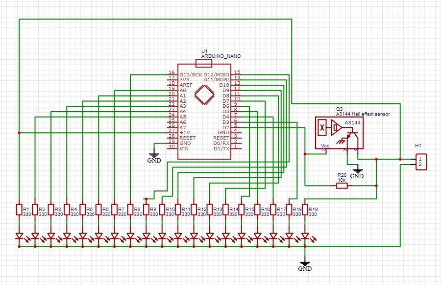 Светодиодные часы-пропеллер на Arduino NANO (схема)
